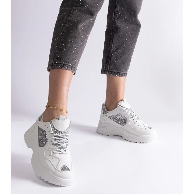 D/CEO Deportivas blancas de mujer con inserciones de purpurina Caraballo blanco