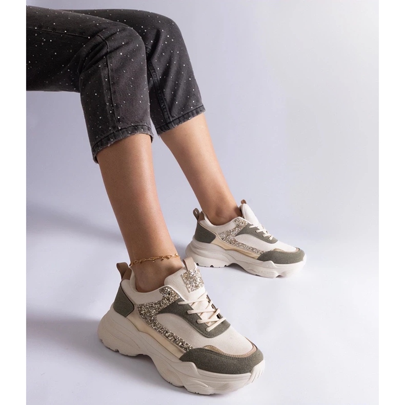 D/CEO Zapatillas verdes con inserciones Clorinda de purpurina.