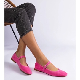 D/CEO Ballerinas de color rosa oscuro con una hebilla y una nariz cuadrada de Pergas