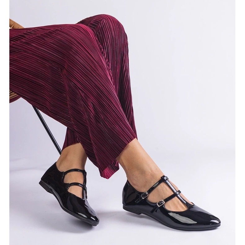 D/CEO Bailarinas lacadas negras con hebilla de marinos negro