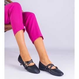 D/CEO Ballerinas negras hechas de eco -ulather decorado con hebillas Emmarino negro