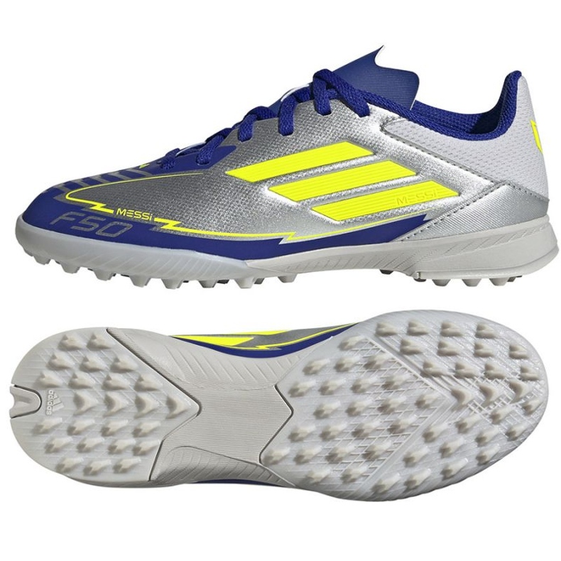 Adidas F50 League Messi TF IH0925 Silver-Blue Shoes plata