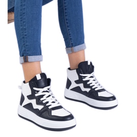 Zapatillas de deporte blancas y blancas de las mujeres negro Zapatillas de deporte blancas y blancas de las mujeres negro