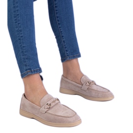Mocasines de ekozamszamowe marrón con una decoración dorada