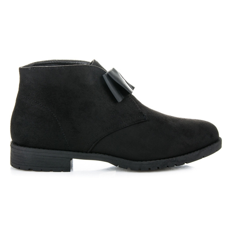 Ideal Shoes Botas Planas Con Lazo negro Ideal Shoes Botas Planas Con Lazo negro