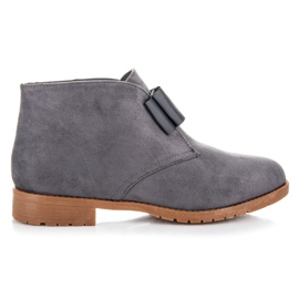 Ideal Shoes Botas planas con lazo gris