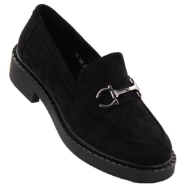 Sergio Leone Sk455a Mocasins Black con un adorno negro