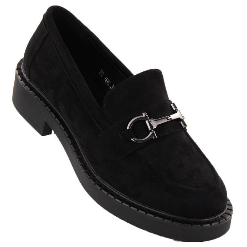 Sergio Leone Sk455a Mocasins Black con un adorno negro