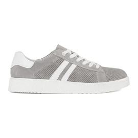 Goodin Zapatillas de deporte de trabajo de pura gris hechos de cuero natural