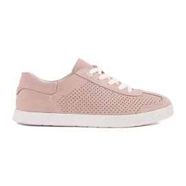 Goodin Zapatillas de zapatillas de aire de rosa claro hechos de cuero natural rosado