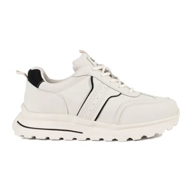Goodin Zapatos deportivos de cuero en una suela gruesa blanco