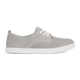 Goodin Zapatillas de deporte de trabajo de pura gris hechos de cuero natural