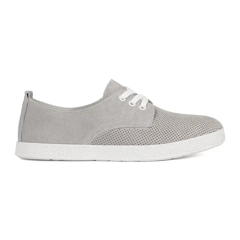 Goodin Zapatillas de deporte de trabajo de pura gris hechos de cuero natural