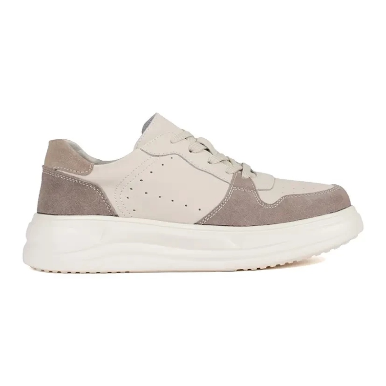 Goodin Zapatillas de piel beige con plataforma. Goodin Zapatillas de piel beige con plataforma.