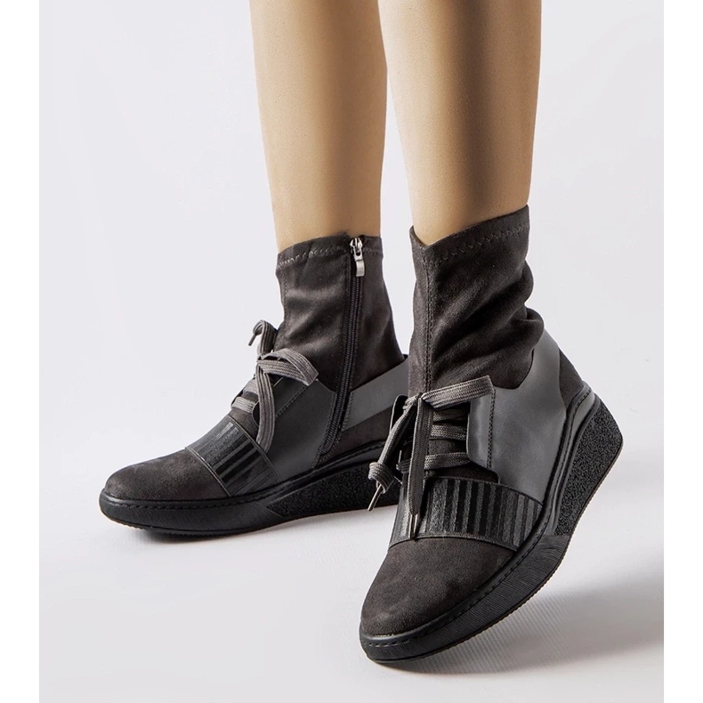 D/CEO Botines cuña calcetín Spoleto gris D/CEO Botines cuña calcetín Spoleto gris