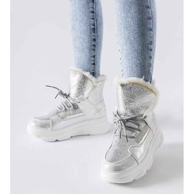 D/CEO Botas de nieve Stringer con aislamiento blanco y plateado plata