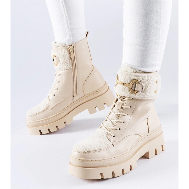 D/CEO Botas de trabajo aislantes beige con hebilla Highland