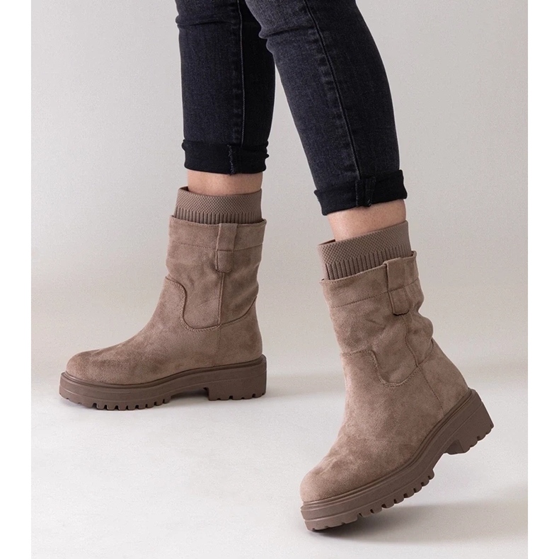 D/CEO Botines beige slip-on con calcetín Ralia D/CEO Botines beige slip-on con calcetín Ralia