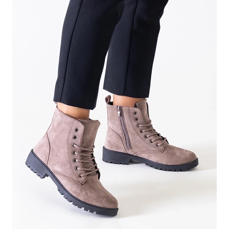 D/CEO Botas trabajadoras de ante ecológico marrón con plataforma Barosa