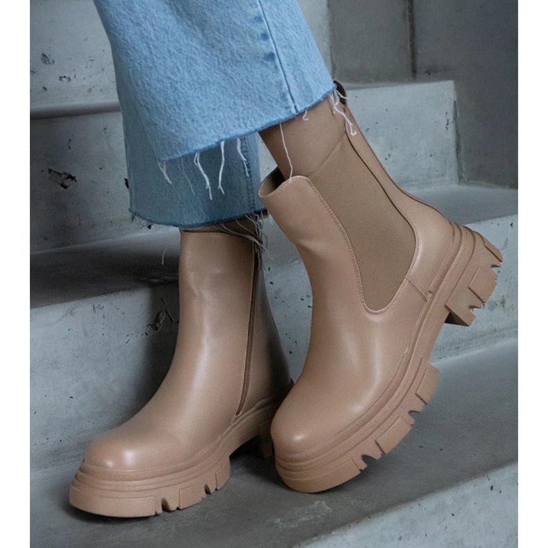 D/CEO Botines aislantes beige con cremallera, piel ecológica Amaris