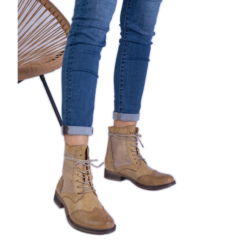 Botas planas de Openwork amarillas amarillo