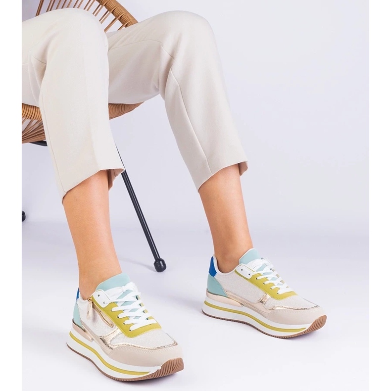 D/CEO Zapatillas de deporte de deportes verdes en la plataforma con el inserto dorado de Isolde