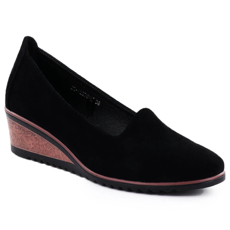 Zapatos en cuñas de gamuza de gamuza Potocki SZ12276 negro