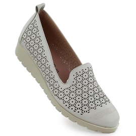 Zapatos para mujeres en la elevación de Openwork Beige M. Daszyński MR1628-20
