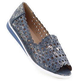 Zapatos de Openwork para mujeres jeans abiertos jezzi dorado ASA135-1 azul