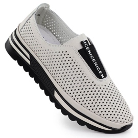 S.Barski Zapatos de cuero para mujeres, Openwork Beige S. Barski LR51-672