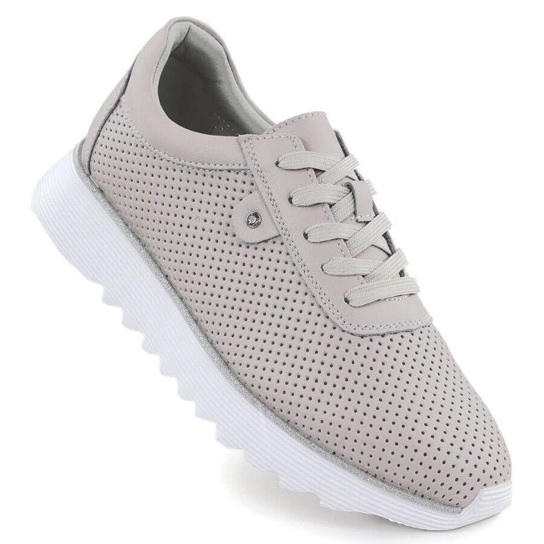 S.Barski Zapatos de cuero para mujeres en la plataforma Openwork Beige S. Barski LR51-629