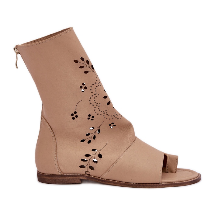 Sandalias de cuero Zazoo 3437 con una parte superior beige superior