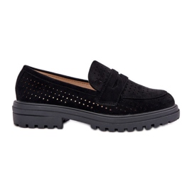 Mocasines de puesta de trabajo de mujer plana negro Mocasines de puesta de trabajo de mujer plana negro