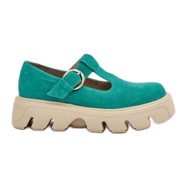 Zapatos de gamuza con una hebilla Zazoo 20183 Green verde
