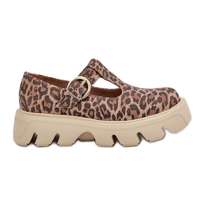 Zapatos de gamuza con una hebilla de estampado de leopardo Zazoo 20183 Brown marrón