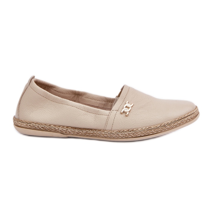 Elegante Espadrillas de cuero Zazoo 10177 beige