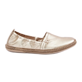 Elegante Espadrillas de cuero Zazoo 10177 Oro dorado
