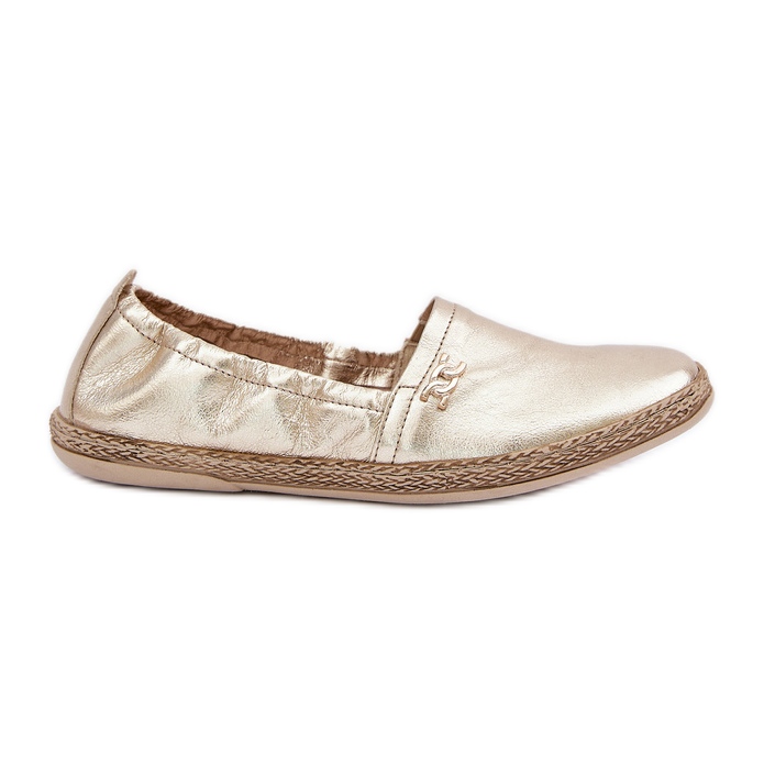 Elegante Espadrillas de cuero Zazoo 10177 Oro dorado