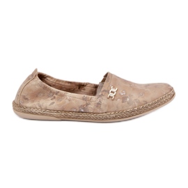 Elegantes alpargatas de ante con flores de mujer Zazoo 10177 beige