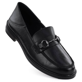 Zapatos de cuero para mujeres cómodos negros Vinceza 18107 mocasines