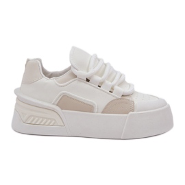Zapatillas para mujeres con cordones gruesos en la plataforma blanca blanco