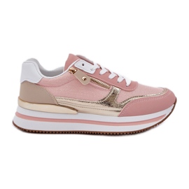Zapatos deportivos brillantes para mujeres en la plataforma rosa rosado