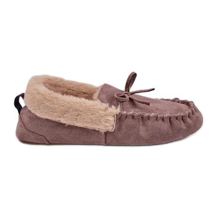 Moccasins zapatillas para mujeres con pieles beige oscuro kleogoria