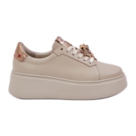 Zapatillas de cuero para mujeres chebello 4411 beige ligero