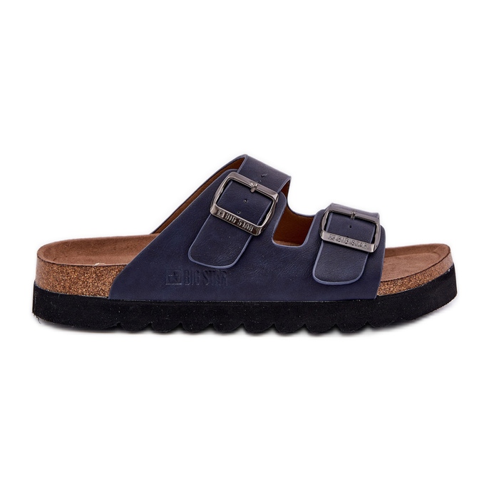 Zapatillas para hombres livianas con hebillas de cuero ecológica Big Star nn174530 azul marino