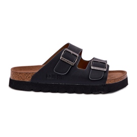 Zapatillas para hombres livianas con hebillas de cuero ecológica Big Star NN174531 Negro