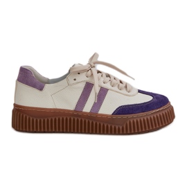 Zazoo N1068S6 Cuero de zapatillas de deporte para mujeres en la plataforma White blanco