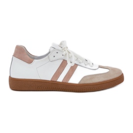 Zapatillas de piel beige de cuero Zazoo N1068 de cuero
