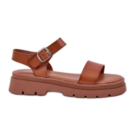 Sandalias para mujeres en la plataforma Camel marrón