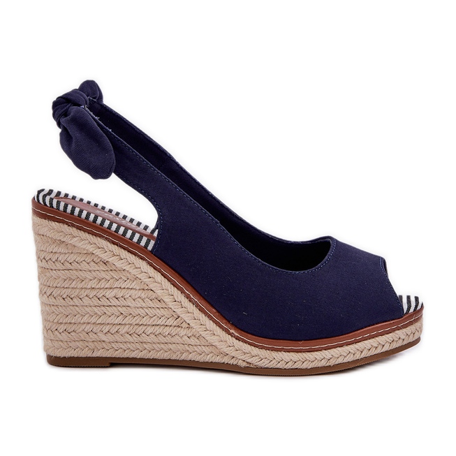 Sandalias azul marino con tacón de cuña